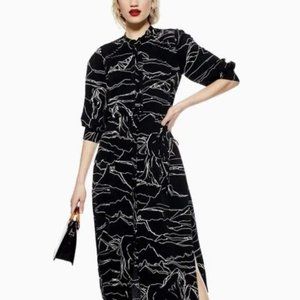 FLowing Modern Maxi TOPSHOP Shirt Dress with Horse Print 6 Medium M